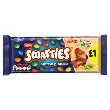 Smarties Milk Chocolate Sharing Bar 100g PM £1