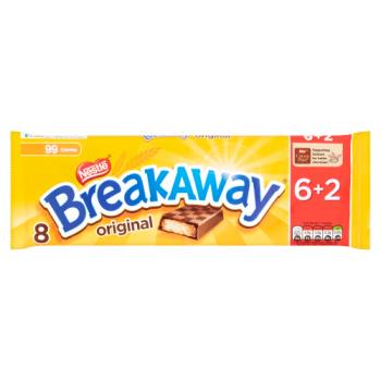 Breakaway Milk Chocolate Biscuit Bar Multipack 6 + 2 Free