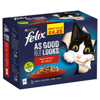 FELIX AS GOOD AS IT LOOKS Meaty Selection in Jelly Wet Cat Food 12x100g PMP