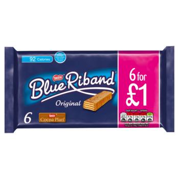 Blue Riband Milk Chocolate Caramel Wafer Biscuit Multipack 6 Pack Pmp £1