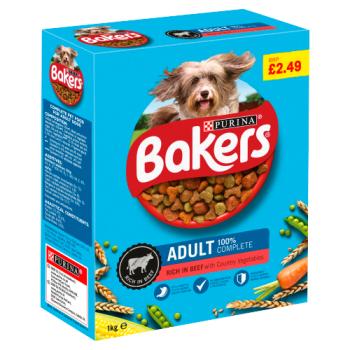 BAKERS ADULT Beef with Vegetables Dry Dog Food 1kg PMP