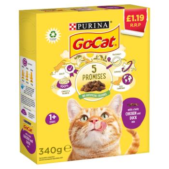 GO-CAT Chicken & Duck Mix Dry Cat Food 340g PMP
