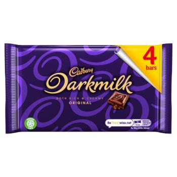 Cadbury Darkmilk Chocolate Bar 4 Pack 112g