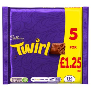 Cadbury Twirl Chocolate Bar 5 Pack Multipack £1.25 PMP 107.5g