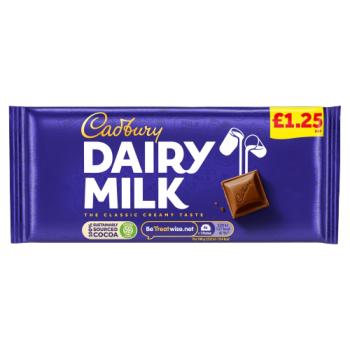 Cadbury Dairy Milk Chocolate Bar £1.25 PMP 95g