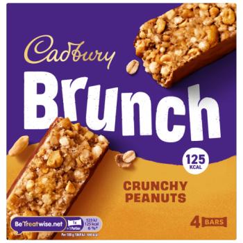 Cadbury Brunch Oats Peanut Chocolate Cereal Bars 4 Pack Multipack 112g (4 x 28g)