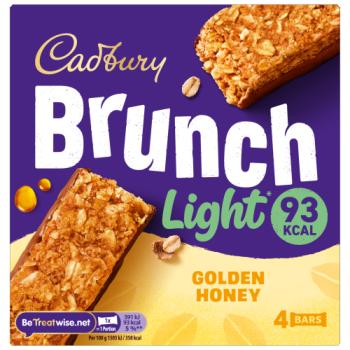 Cadbury Brunch Light Honey and Oat Chocolate Cereal Bars 4 Pack Multipack 104g (4 x 26g)