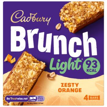 Cadbury Brunch Light Orange Chocolate Cereal Bars 4 Pack Multipack 104g (4 x 26g)