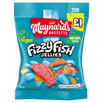 Maynards Bassetts Soft Jellies Fizzy Fish Sweets Bag 160g