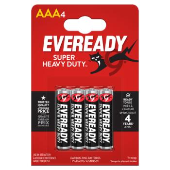 Eveready Super Heavy Duty AAA4 Batteries 4 Pack