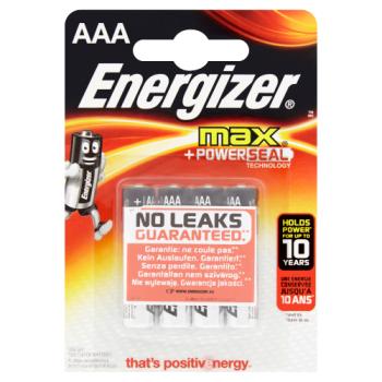 Energizer Max + Power Seal Technology AAA Batteries 4 Pack
