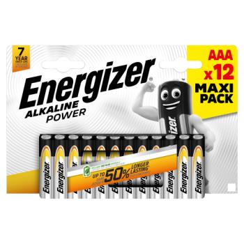 Energizer Alkaline Power AAA Batteries, 12 Pack