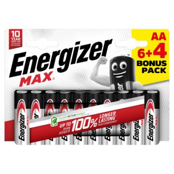 Energizer Max AA Batteries, Alkaline, 10 Pack