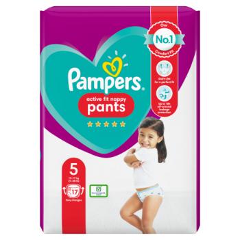 Pampers Active Fit Nappy Pants Size 5, 17 Nappies, 12kg-17kg, Carry Pack