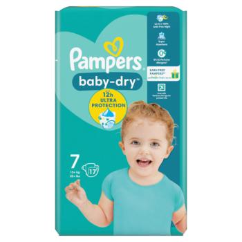 Pampers Baby-Dry Size 7, 17 Nappies, 15kg+, Carry Pack