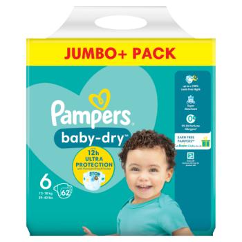 Pampers Baby-Dry Size 6, 62 Nappies, 13kg-18kg, Jumbo+ Pack