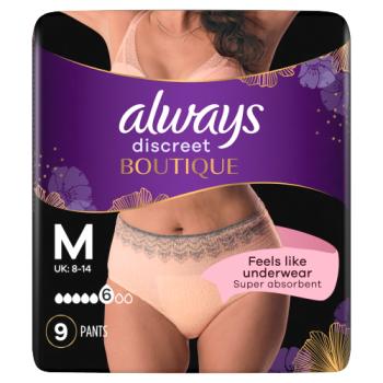 Always Discreet Boutique Incontinence Pants Women Beige Plus, M, 9 Pants