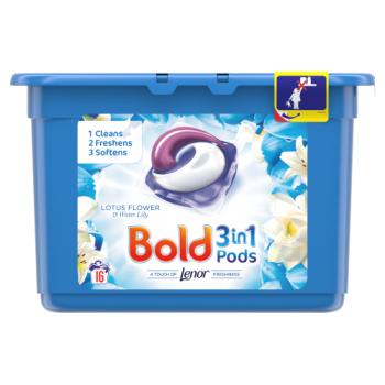 Bold 3in1 Pods Lotus Flower & Water Lily Washing Liquid Capsules 16 Washes