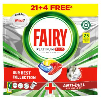 Fairy Platinum Plus All In One Dishwasher Tablets Lemon, 25 Capsules