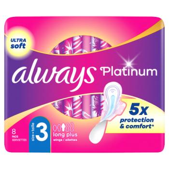 Always Platinum Sanitary Towels Long Plus (size 3) With Wings 8 Pads