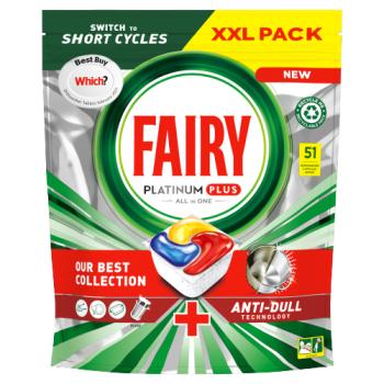 Fairy Platinum Plus All In One Dishwasher Tablets Lemon, 51 Capsules