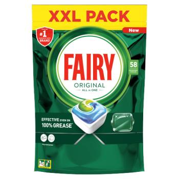 Fairy Original All In One Dishwasher Tablets, Regular, 58 Capsules