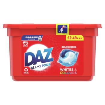 Daz All in 1 PODs Whites & Colours Washing Capsules 12 Washes