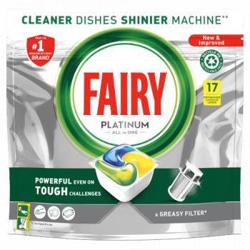 Fairy Platinum All In One Dishwasher Tablets Lemon, 17 Tablets