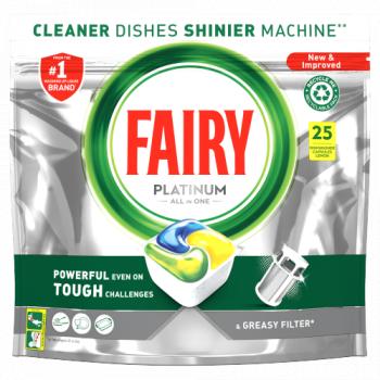 Fairy Platinum All In One Dishwasher Tablets Lemon, 25 Tablets