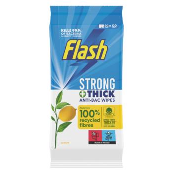 Flash  Cleaning Wipes Antibacterial Lemon 60 Count (60 Large Wipes)