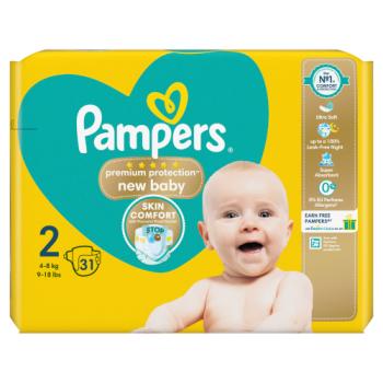 Pampers Premium Protection New Baby Size 2, 31 Nappies, 4kg-8kg, Carry Pack
