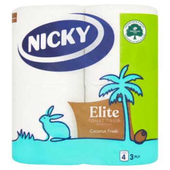 Nicky Elite Toilet Tissue Coconut Fresh 3 Ply 4 Rolls