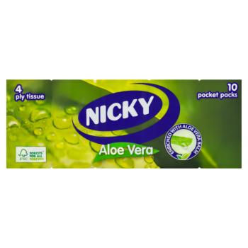 Nicky Aloe Vera 4 Ply Tissue 10 Pocket Packs