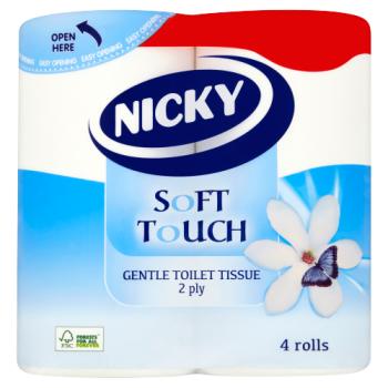 Nicky 2 Ply Soft Touch Gentle Toilet Tissue 4 Rolls