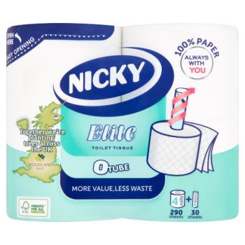 Nicky Elite No Tube Toilet Rolls 4 Pack