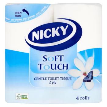 Nicky Soft Touch Gentle Toilet Tissue 2 Ply 4 Rolls