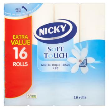 Nicky Soft Touch Gentle Toilet Tissue 2 Ply 16 Rolls