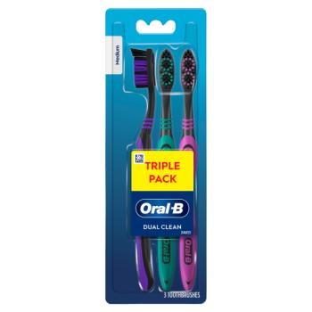 Oral-B – OM036 DUAL CL 40 Toothbrush - Removes Plaque Bacteria Medium  Bristles  - 3