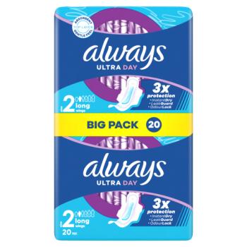 Always Ultra Day Sanitary Towels Long (Size 2) With Wings 20 Pads