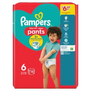 Pampers Baby-Dry Nappy Pants Size 6, 19 Nappies, 14kg-19kg, Carry Pack