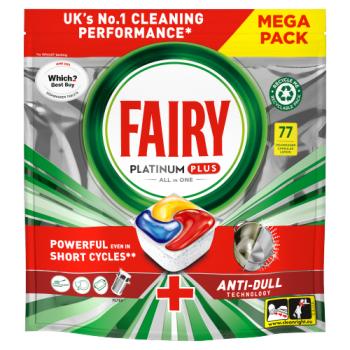 Fairy Platinum Plus All In One Dishwasher Tablets Lemon, 77 Tablets