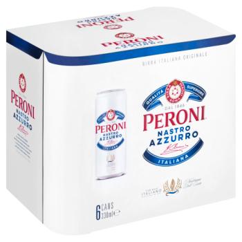 Peroni Nastro Azzurro Lager Beer Can 6 x 330ml