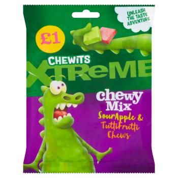 Chewits Xtreme Chew Mix Sour Apple & Tuttifrutti Chews 125g