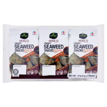 Bibigo Korean BBQ Flavour Crispy Seaweed Snacks (3 x 5g) 15g