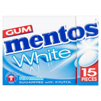 Mentos Gum White Sugar Free Peppermint 15 Pieces