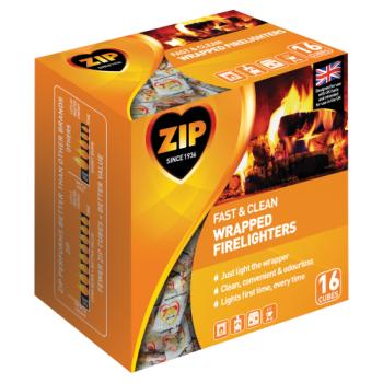 Zip Fast & Clean Wrapped Firelighters 16 Cubes