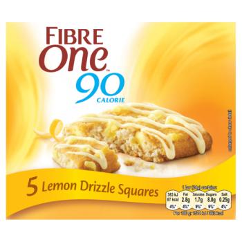 Fibre One 90 Calorie Lemon Drizzle High Fibre Squares 5x24g