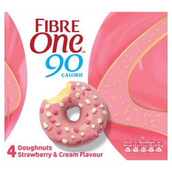 Fibre One 90 Calorie Doughnuts Strawberry & Cream Flavour 4 x 23g (92g)