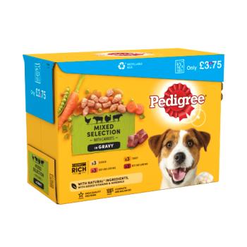 Pedigree Adult Wet Dog Food Pouches Mixed in Gravy 12 x 100g PMP £3.75