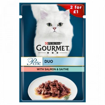 Gourmet Perle Cat Food Duo with Salmon & Saithe 85g